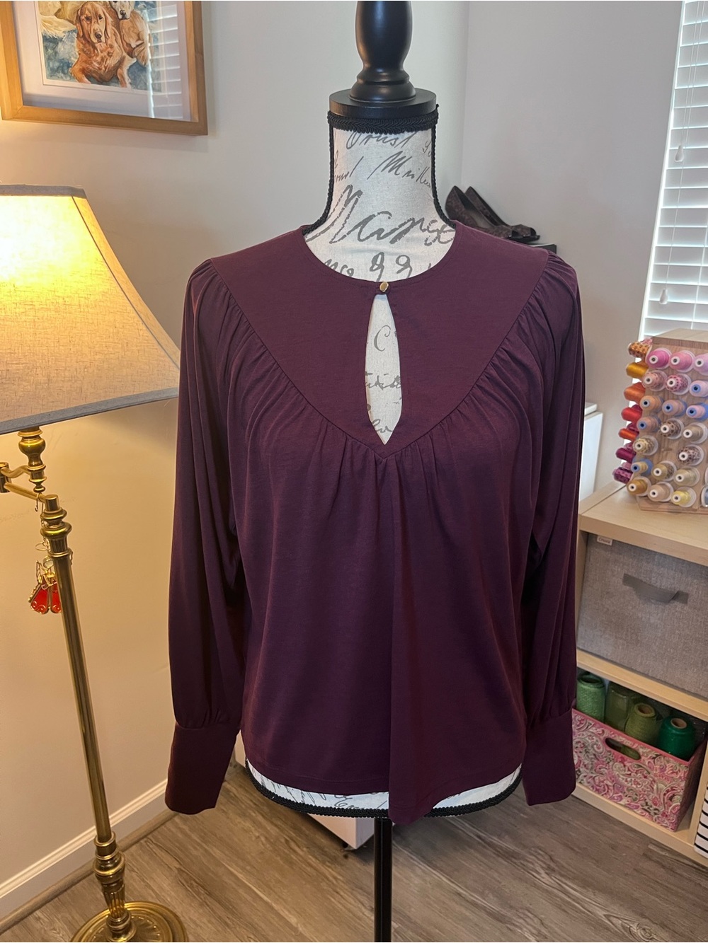 Nation LTD Plum Keyhole Long Sleeve Blouse XS